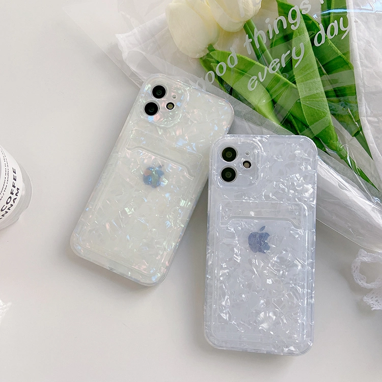 IMD Printing Shiny Glitter Pearl Shell Pattern with Card Holder Phone Case for iPhone 13 PRO Max iPhone 13 Mini