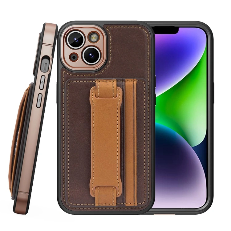 Business Style PC TPU Anti Drop PU Leather Mobile Phone Case with Card Holder for iPhone 14