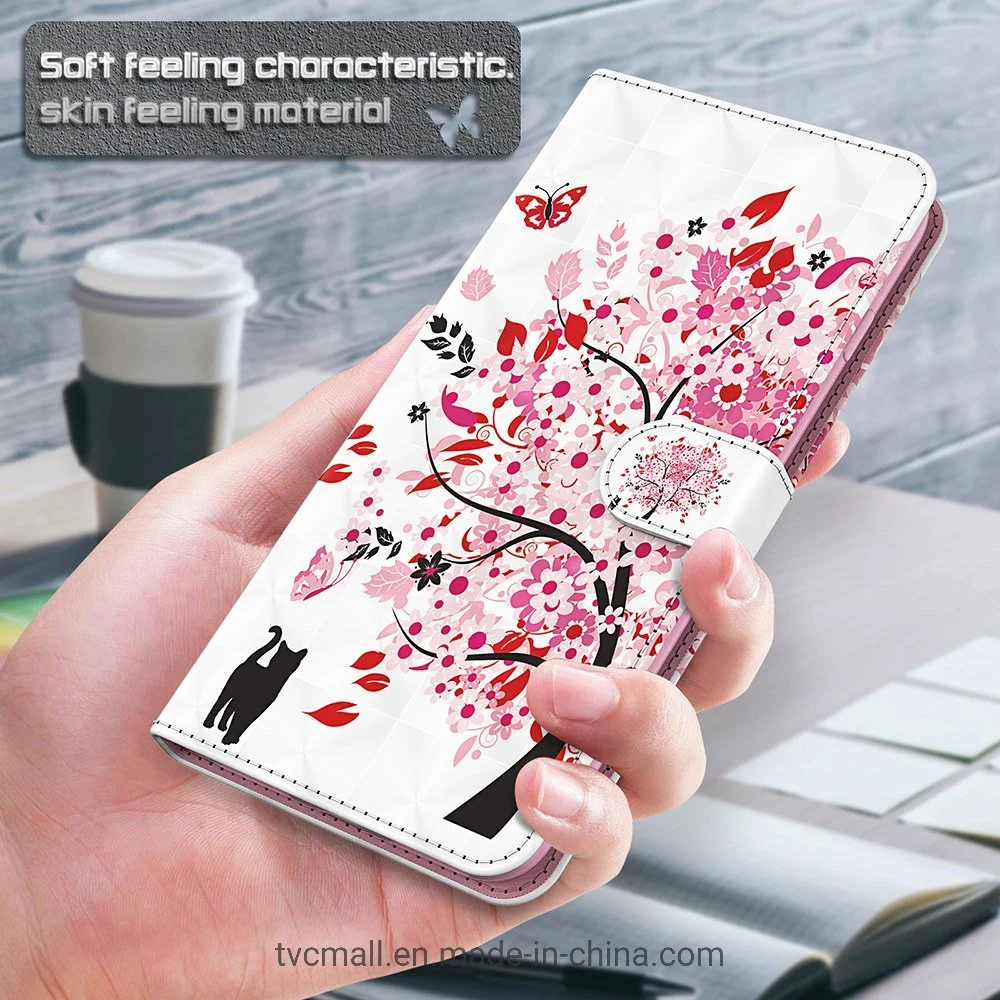 Mobile Phone Accessories Pattern Printed PU Leather Magnetic Closure Flip Cover with Strap with Cards Holder Wallet Phone Case for Xiaomi