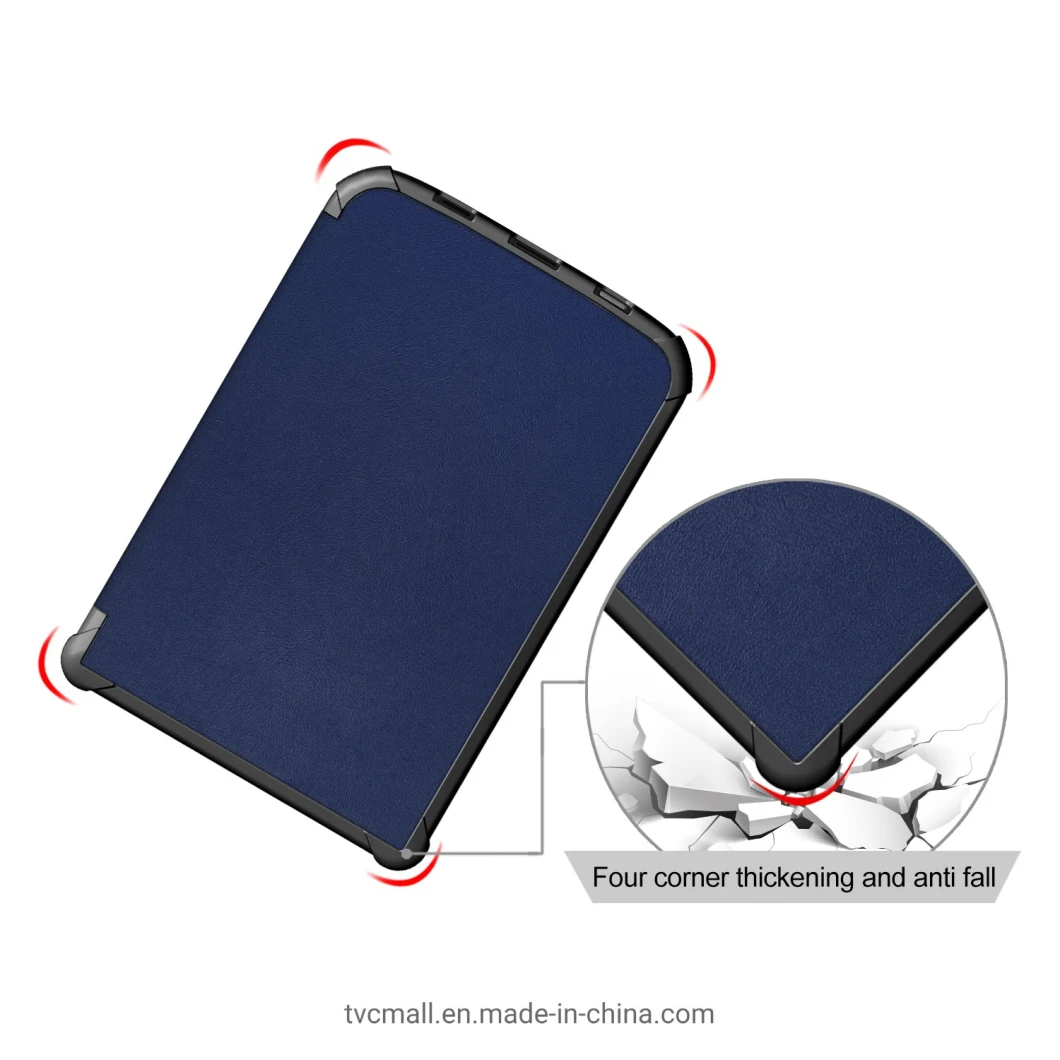 Universal Solid Color Leather Tablet Protective Case for Pocketbook 616/627/632/632 Plus - Dark Blue