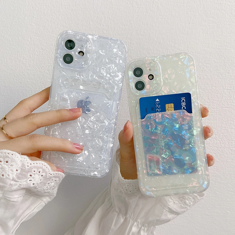 IMD Printing Shiny Glitter Pearl Shell Pattern with Card Holder Phone Case for iPhone 13 PRO Max iPhone 13 Mini