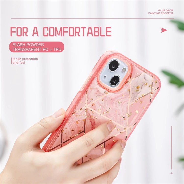 Ins Fashion Drop Glue Colorful Aesthetic IMD Marble Girl Phone Case for iPhone 13