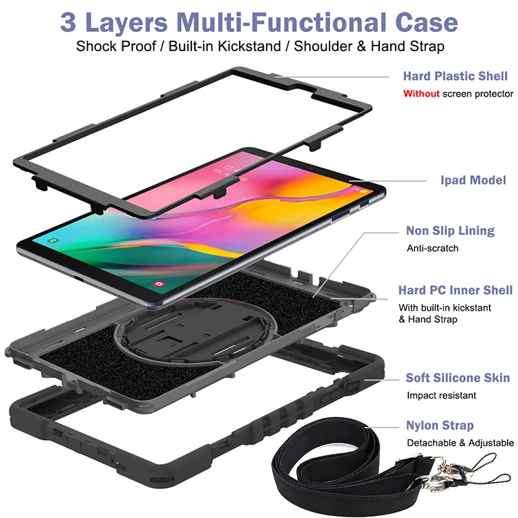 Anti-Drop with Bracket Rugged Case Back TPU+PC Tablet Case for Samsung Galax Tab a 10.1 Inch 2019 Sm-T510/T515