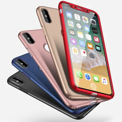 New 360 Full Cover Phone Case for iPhone Xr Xs X 6 6s 7 8 Plus Cover with Tempered Glass