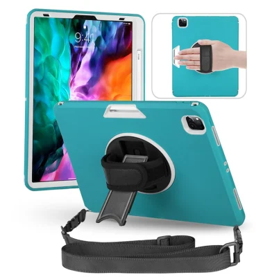 Shockproof Full Protective TPU PC Cover Tablet Case for iPad PRO 12.9 with 360 Degree Rotating Stand Hand Shoulder Strap