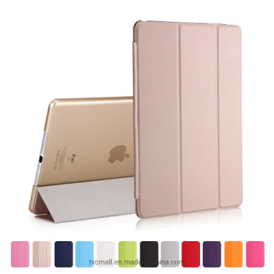 Leather Cover Multi-Color Magnetic Tri-Fold Stand Smart Awake/Sleep Tablet Case Leather Case for iPad 9.7 (2018) / 9.7 (2017) - Gold