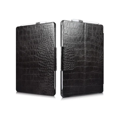 Manufacturer Price Good Quality Black Crocodile Leather iPad Case Microsoft Surface PRO 4 Tablet Case