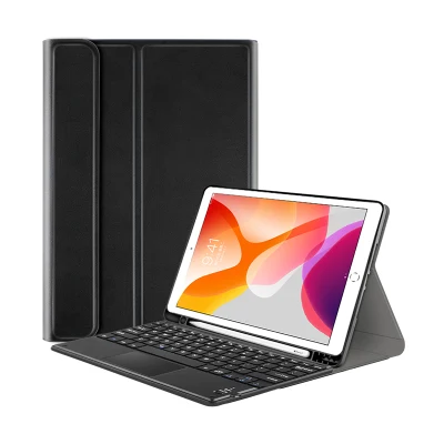 for iPad 10.2 Bluetooth Keyboard Case with Touchpad Pencil Holder Track Pad Tablet Case Factory Supplier